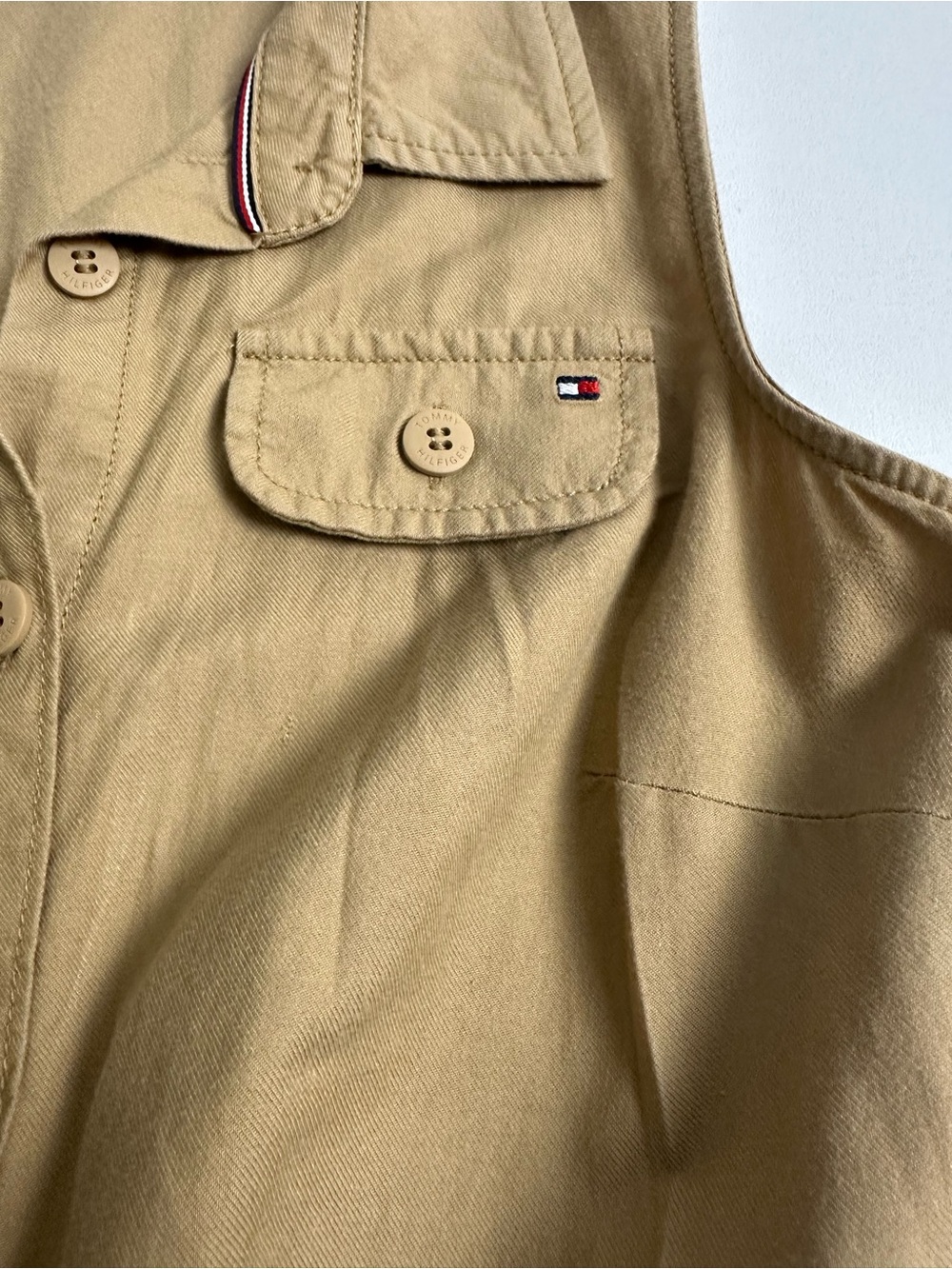 Tommy Hilfiger women’s XS Sleeveless Tie-Waist Shirt Dress in Camel - Picture 11 of 13